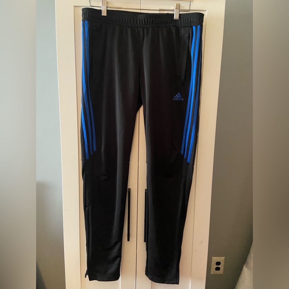 COPY - Adidas clima cool black and blue track pants.